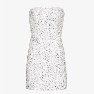 Retrofete Heather sequin mini dress, white/silver